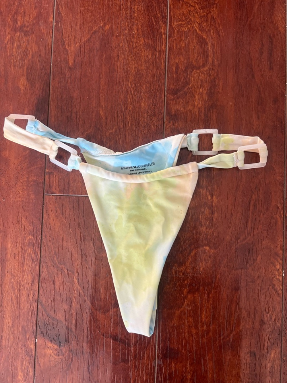 NWOT Boutine LA Pastel Tie-Dye Bikini Bottom in Blue, Green, Yellow Size Medium